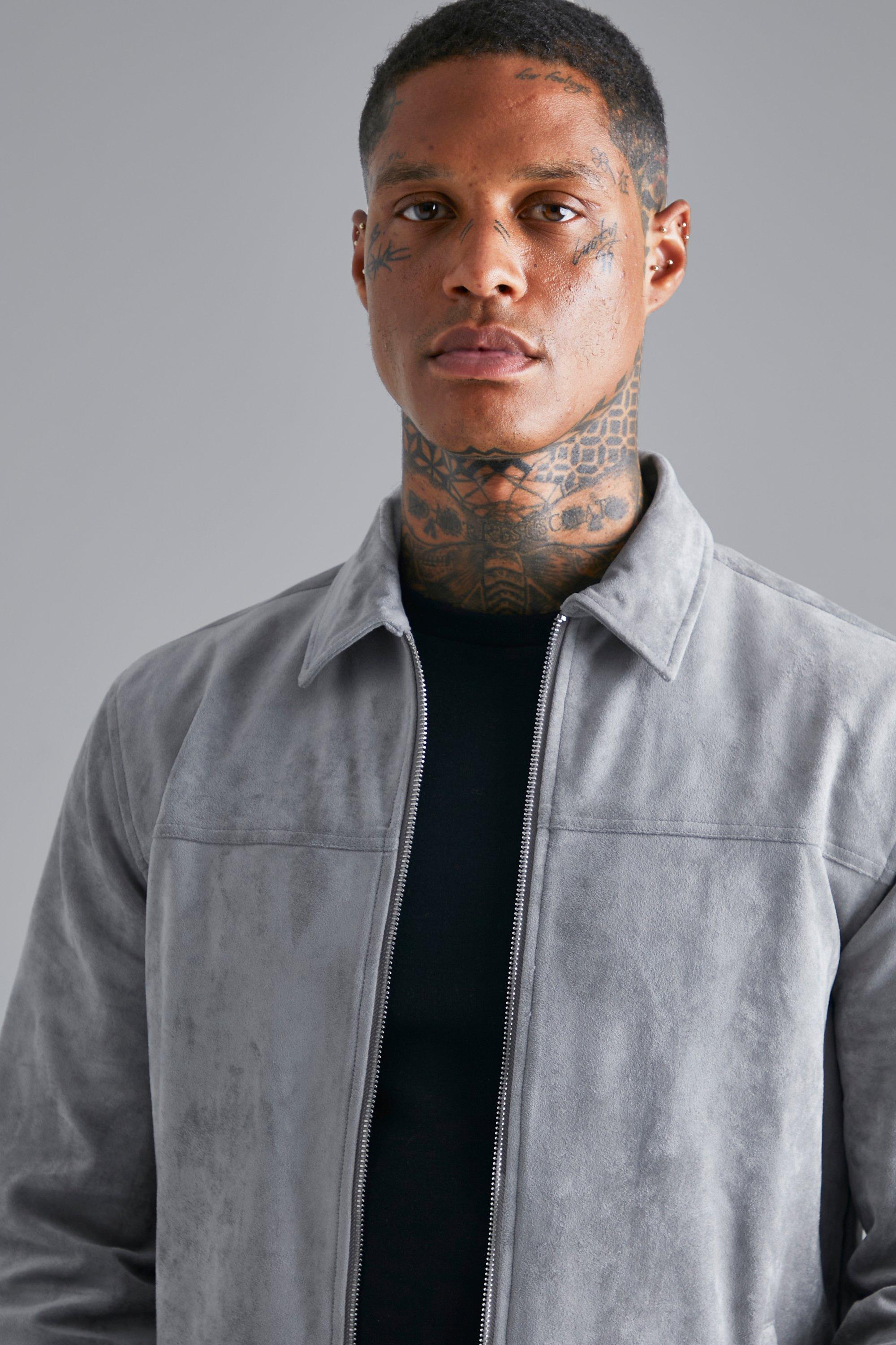 Grey suede shop mens jacket